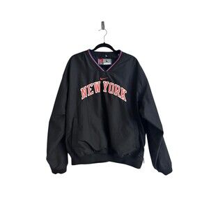 Vintage Nike Middle Swoosh Black New York Half Zip Pullover Jacket Man XL